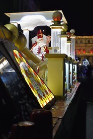 France, Meurthe-et-Moselle, Nancy, place Stanislas, the parade of Saint-Nicolas, the parade float of Saint Nicolas