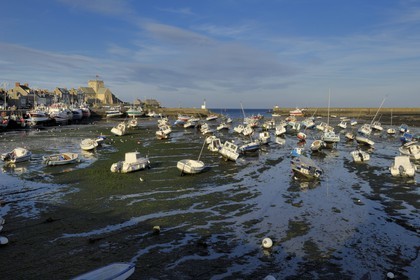 France, Manche (50), Val de Saire, port de Barfleur à marée basse, labellisé Les Plus Beaux Villages de France
