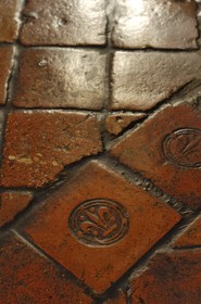 France, Indre et Loire, Chateau de Chenonceau of Renaissance style built between 1513 and 1522, marking a floor tile with the royal fleur de lis