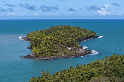 France, French Guiana, Kourou, Salvation Islands (Iles du Salut), Devil's Island, opposite Royal Island, served as a penal colony for political prisoners, including Alfred Dreyfus (aerial view)