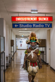 France, Paris, UNESCO Headquarters, conference at Earth University on November 25, 2022, Papuan Chief Mundiya Kepanga