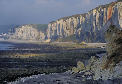 France, Seine-Maritime, Cote d'Albatre, Yport, the beach at the foot of the cliffs
