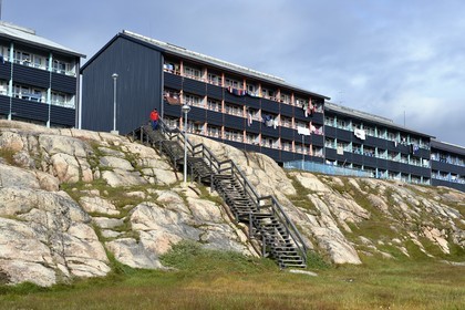 Groenland, cote ouest, baie de Disko, Ilulissat, logement social