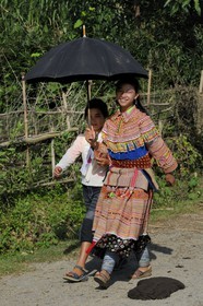 Vietnam, province de Lao Cai, région de Bac Ha, jeunes filles de la minorité Hmong Fleur