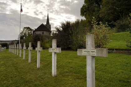 France, Meuse, Lorraine Regional Park, Cotes de Meuse, Saint-Remy-la-Calonne, National Cemetery where the writer Alain-Fournier rests, grave of a french colonial Senegalese infantryman