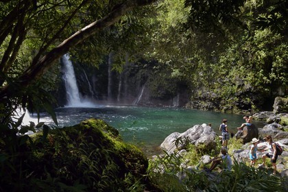 France, Ile de la Reunion, Saint Joseph, rivière Langevin sur les flanc du Volcan Piton de la Fournaise, la cascade du Trou Noir