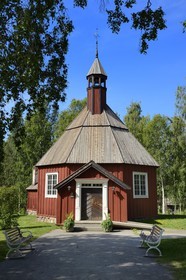 Sweden, Vasterbotten County, Umea, Gammlia Open-Air Museum and Vasterbotten museum, the Helena Elisabeth Church originally a fishermen's chapel on the island of Holmö from 1803