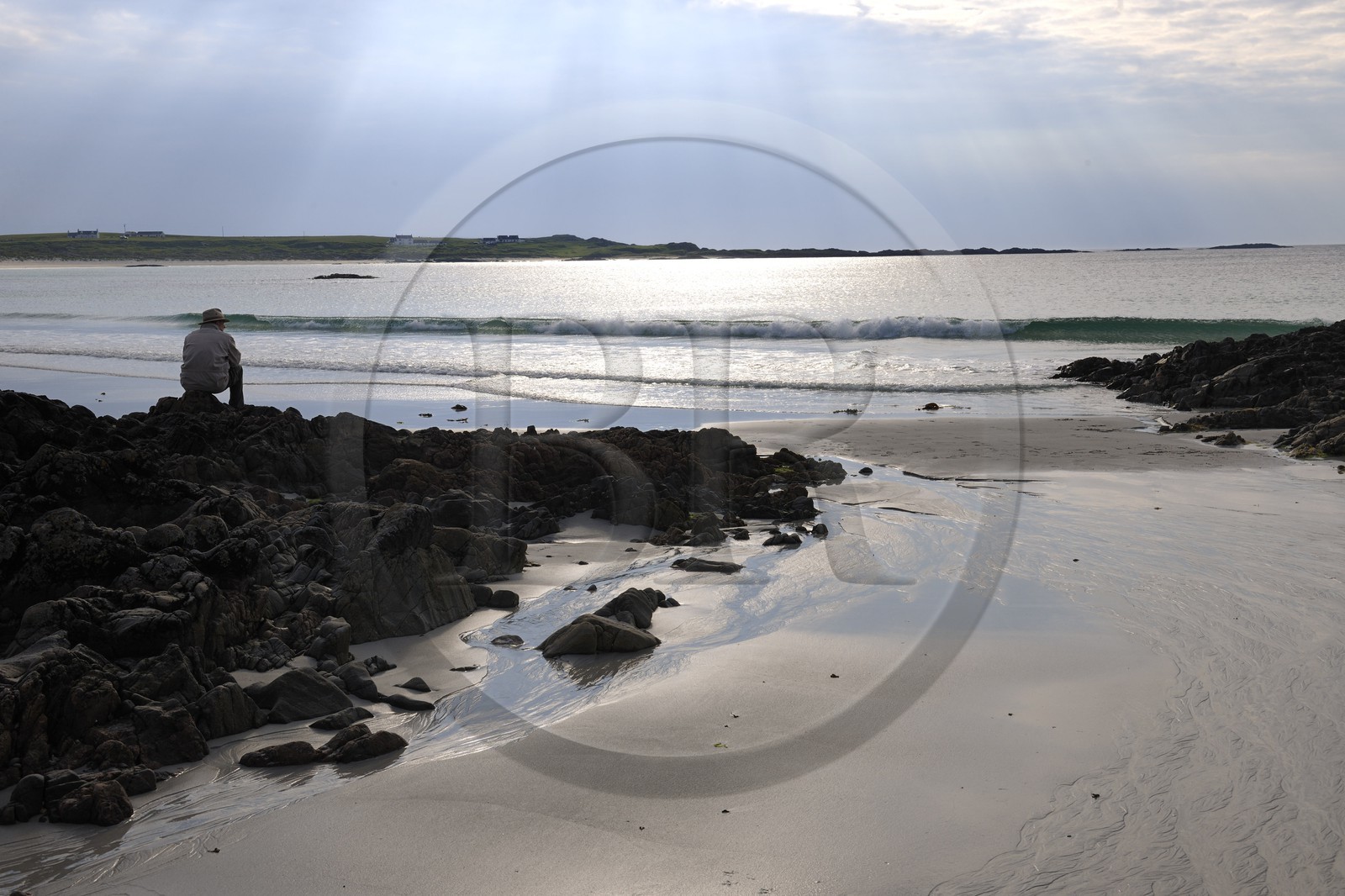 Royaume-Uni, Ecosse, Hébrides intérieures, Ile de Tiree, plage de la baie de Balephetrish