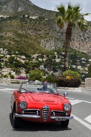 France, Alpes-Maritimes, Eze-sur-Mer, collection convertible Alfa Romeo Giulietta on the Basse Corniche road at Cap Roux