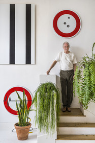 France, Paris, visual artist Jean-Pierre Raynaud in his studio apartment