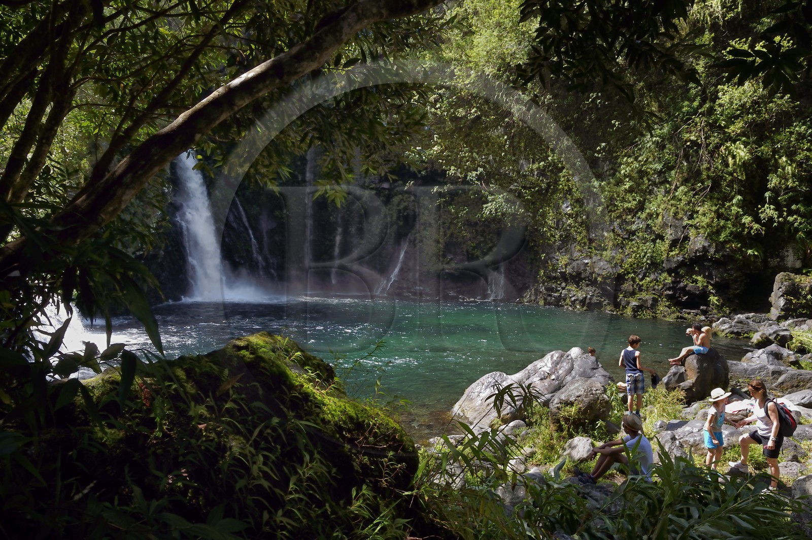 France, Ile de la Reunion, Saint Joseph, rivière Langevin sur les flanc du Volcan Piton de la Fournaise, la cascade du Trou Noir
