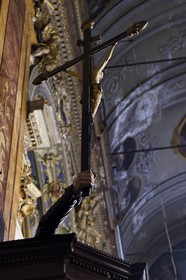 France, Alpes-Maritimes (06), Nice, quartier du Vieux Nice, L'église Saint-Jacques-le-Majeur dite aussi église du Gesù, bras tenant la croix