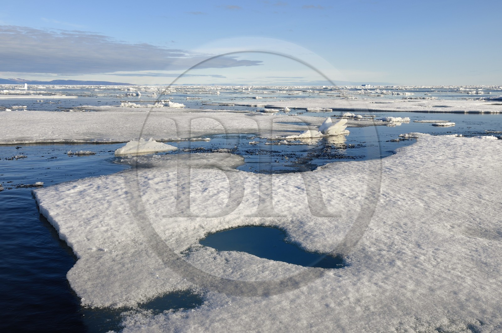 Groenland, cote Nord-Ouest, Smith sound au nord de la baie de Baffin, morceaux de glace de la banquise arctique en train de fondre