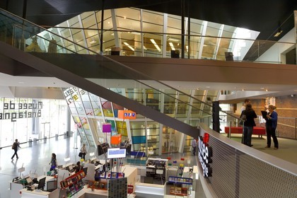 France, Ille-et-Vilaine, Rennes, building of Champs Libres from architect Christian de Portzamparc that houses the Brittany Museum (Musée de Bretagne), regional library and a science centre with a planetarium