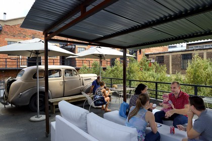 South Africa, Gauteng Province, Johannesburg, Maboneng district, Arts on Main, multi-discipline arts centre in a renovated warehouse that was originally built in 1911, mixing art galleries, bookstores, restaurants and trendy shops