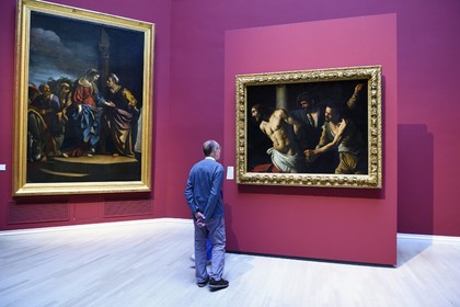 France, Seine-Maritime (76), Rouen, le musée des Beaux-Arts, tableau La flagellation du Christ à la colonne par Le Caravage, vers 1607