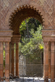 Italy, Liguria, Province of Imperia, Ventimiglia, Hanbury Botanical Garden, the Moorish-style Mausoleum housing the tomb of the Hanburys