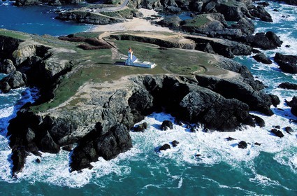 France, Morbihan, Belle-Île island , the Pointe des Poulains (headland) in the North-East of the island (aerial view)
