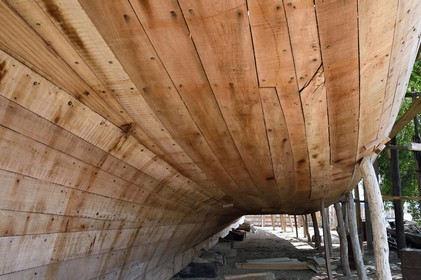 Sultanat d'Oman, gouvernorat de Ash Sharqiyah du Sud, ville et port de Sour, chantiers navals artisanaux de construction de boutres (dhows)