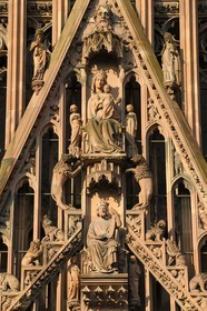 France, Bas Rhin, Strasbourg, old town listed as World Heritage by UNESCO, Notre Dame Cathedral, Western facade, the Virgin overlooking the central Gate