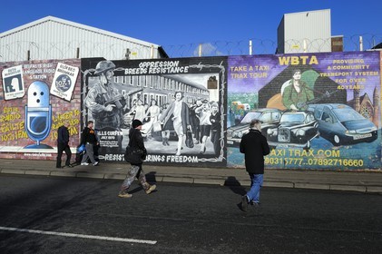 United Kingdom, Northern Ireland, West Belfast, Catholic Falls area, International or Solidarity Wall, murals on Falls Road