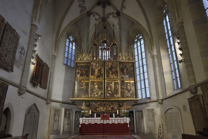Roumanie, Transylvanie, Medias, l'une des sept villes saxonnes fortifiées, l'église fortifiée Sfanta Margareta (Sainte Marguerite), retable