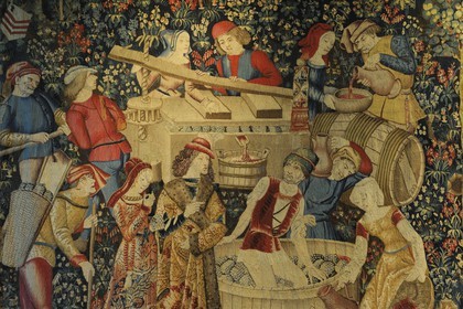 France, Paris (75), musée du Moyen-Age, ancien hôtel de Cluny, tapisserie les vendanges du début 16ème siècle