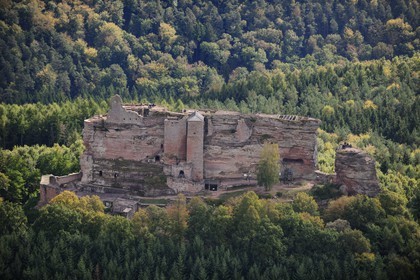 France, Bas Rhin, Lembach, Fleckenstein Castle (aerial view)