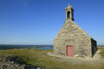 France, Finistere, Parc Naturel Regional d'Armorique (Armorica Regional Natural Park), Monts d'Arree, Brasparts, the Saint Michel chapel at the top of Menez Mikael