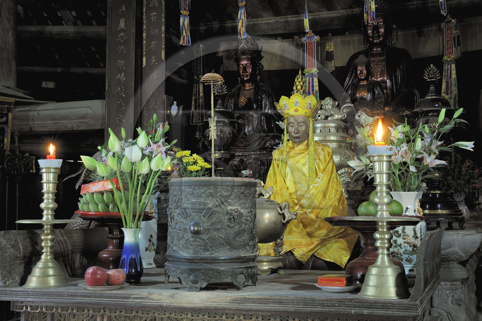 Vietnam, province de Ha Tay, pagode Thay ou pagode du Maître, statue du Maître