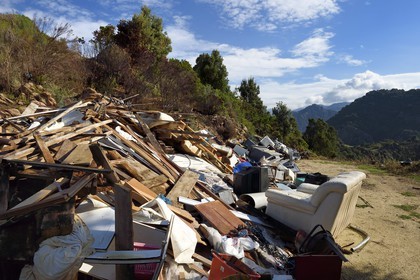 France, Corse du Sud, Prunelli river valley, illegal dumping