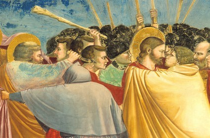 Italie, Vénétie, Padoue, chapelle des Scrovegni, fresques de Giotto (le baiser de Judas et Saint-Pierre voulant le tuer)