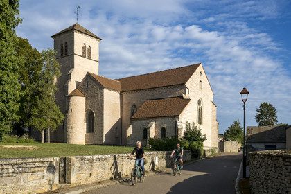 France, Cote d'Or, cultural Landscape of the climates of Burgundy listed as World Heritage by UNESCO, Route des Grands Crus (road of Vintage Wines), vineyard of the Côte de Nuits, Gevrey Chambertin, the Romanesque church of Saint-Aignan