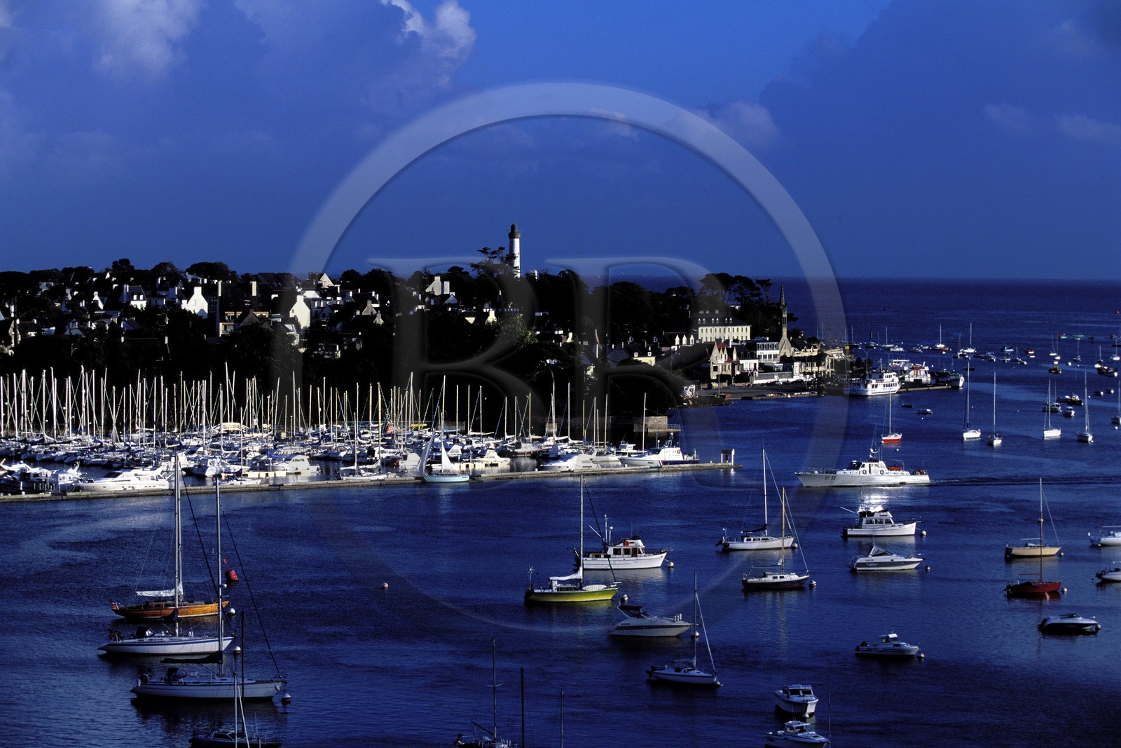 France, Finistere, the mouth of the river Odet at Benodet town