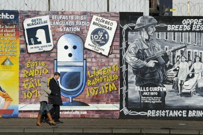 United Kingdom, Northern Ireland, West Belfast, Catholic Falls area, International or Solidarity Wall, murals on Falls Road