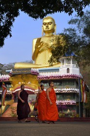 Sri Lanka, Central Province, Matale District, Dambulla, Dambulla golden temple just downhill from the Cave temple, Royal Rock Temple also called Ran Giri (Golden Rock) listed as World Heritage by UNESCO