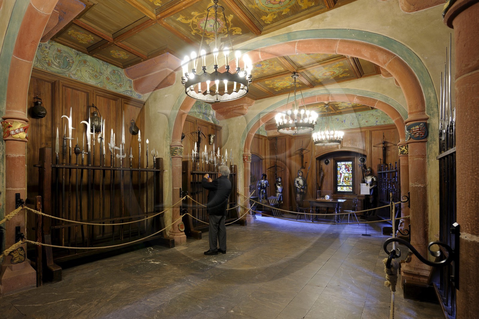 France, Bas Rhin, Orschwiller, Alsace Wine Road, Haut Koenigsbourg Castle, fencing room