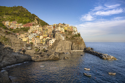 Italy, Liguria, Cinque Terre National Park listed as World Heritage by UNESCO, village of Manarola and its harbour
