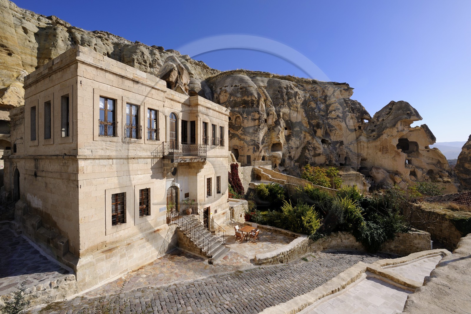 Turquie, Anatolie Centrale, province de Nevsehir, Cappadoce classée Patrimoine Mondial de l'UNESCO, Ürgüp, hôtel de luxe Yunak Evleri dans les anciennes maisons troglodytiques