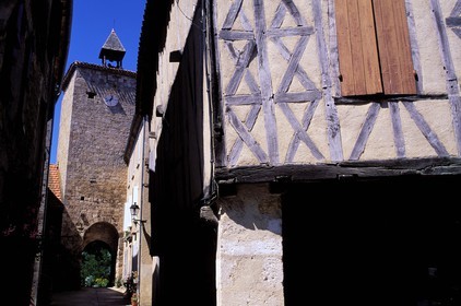 France, Gers, Fources village, labelled Les Plus Beaux Villages de France (The Most Beautiful Villages of France), church and typical house