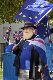 Royaume-Uni, Londres, Cité de Westminster, manifestation contre le Brexit devant le Parlement du Royaume-Uni, drapeau européen