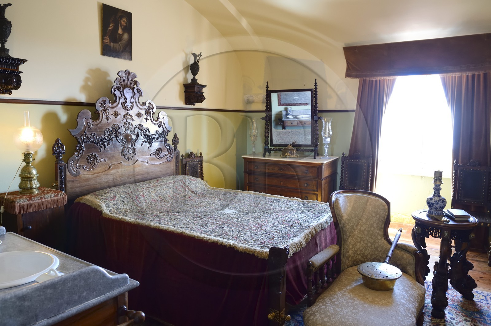 Portugal, région de Lisbonne, Sintra, le Palais national de Pena (Palacio Nacional da Pena) classé Patrimoine Mondial de l'UNESCO, chambre de l'aide de camp
