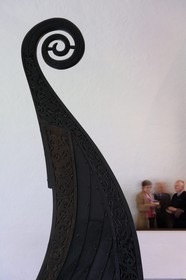 Norway, Oslo, Bygdoy Peninsula, Viking Boats Museum, Oseberg drakkar of the 9th century, detail