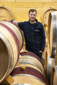 France, Vendée (85), Brem-sur-mer, le viticulteur Bastien Mousset créateur du Domaine viticole en agriculture biologique et biodynamique l'Orée du Sabia