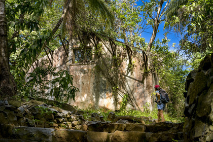 France, Guyane, Kourou, Iles du Salut, l'Ile Saint-Joseph, ruine du bagne consacré à la réclusion des prisonniers les plus difficiles