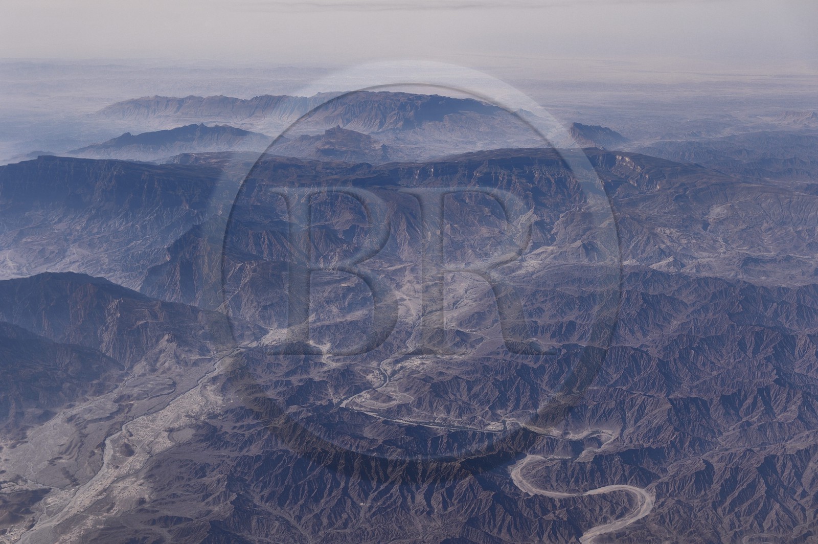Sultanat d'Oman, côte nord vers le Jebel Shams (vue aérienne)