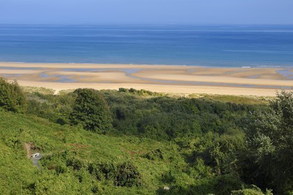 France, Calvados, Colleville sur Mer, the Normandy Landings Beach, Omaha Beach seen from the Normandy American Cemetery and Memorial