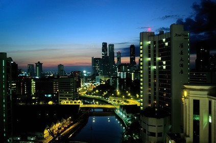 Singapore, skyscrapers of the town centre overlooking the Singapore river