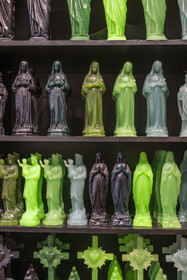 France, Bouches du Rhone, Tarascon, Souleiado boutique, candles featuring Provençal icons like the Virgin or the Arlesian in flashy colors made by the Ciergerie des Prémontrés