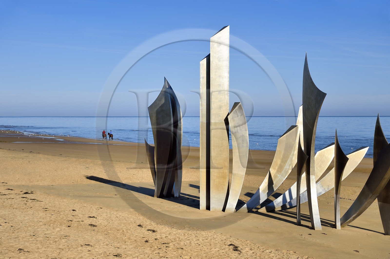 France, Calvados (14), Saint-Laurent-sur-Mer, Omaha Beach, mémorial Les Braves œuvre de la sculptrice Anilore Banon